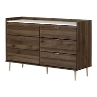 Hype 6-Drawer Double Dresser Natural Walnut and Faux Carrara Marble by South Shore Furniture
