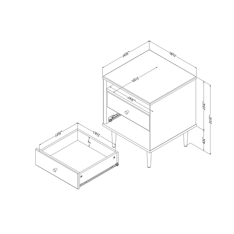 Dylane 2-Drawer Nightstand Pure White by South Shore Furniture