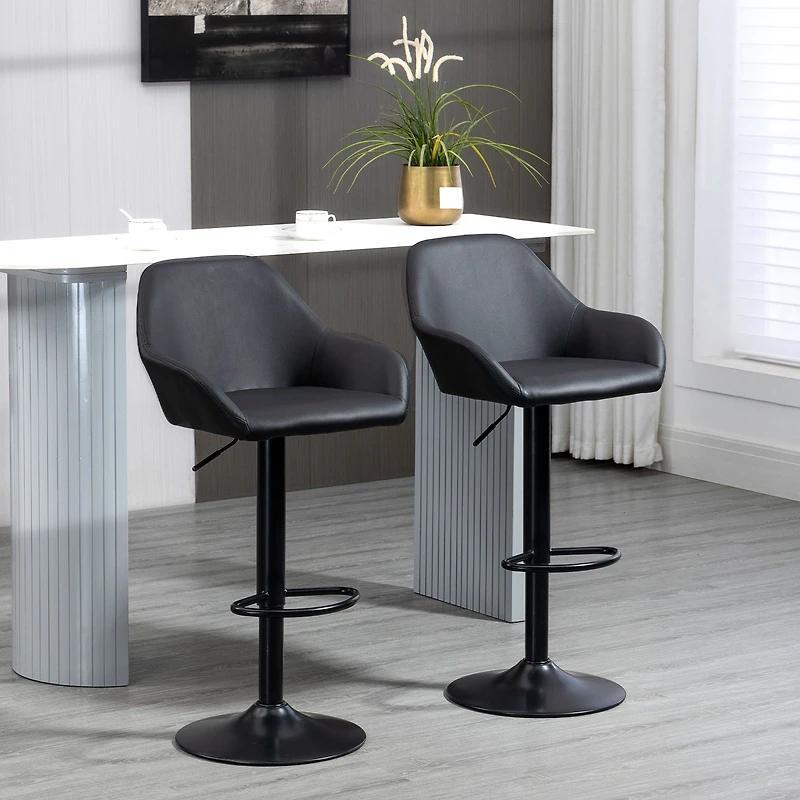 Set of 2 Adjustable Swivel Bar Stools