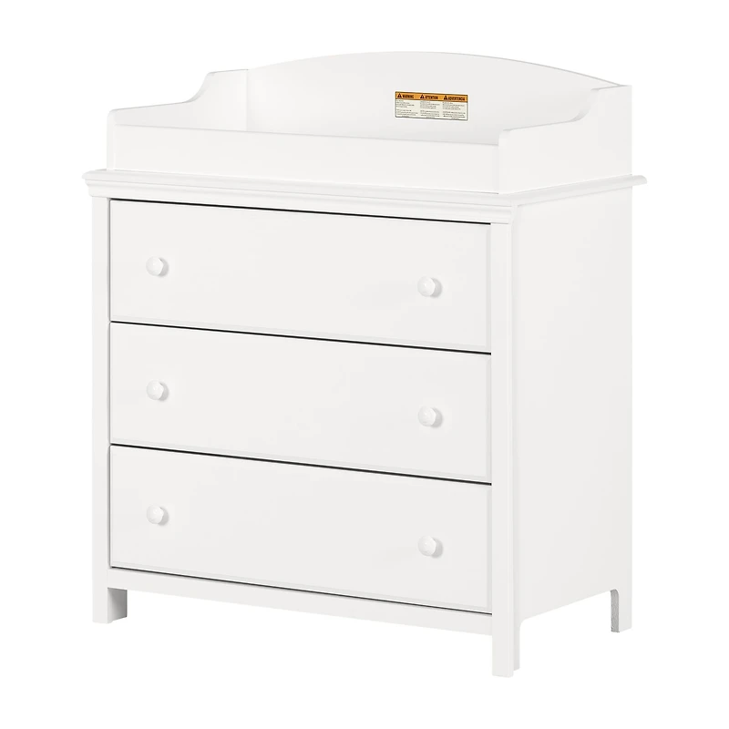 Cloud Table à langer étroite à 3 tiroirs - Blanc pur