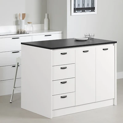 Mylos Kitchen Island - Faux Black Stone