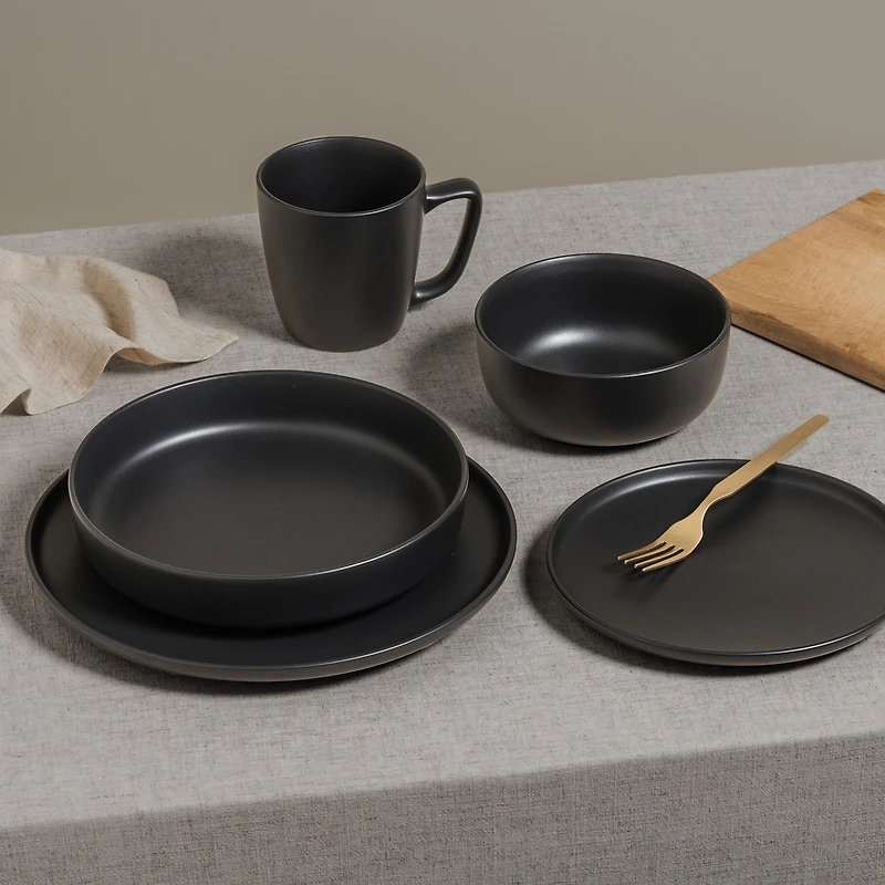 S&Co Gaia Assiettes à dîner 26,5cm, ensemble de 4 - Noir