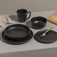 S&Co Gaia Assiettes à dîner 26,5cm, ensemble de 4 - Noir