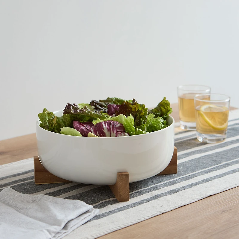 S&Co Soho Salad Serving Bowl with Wood Base