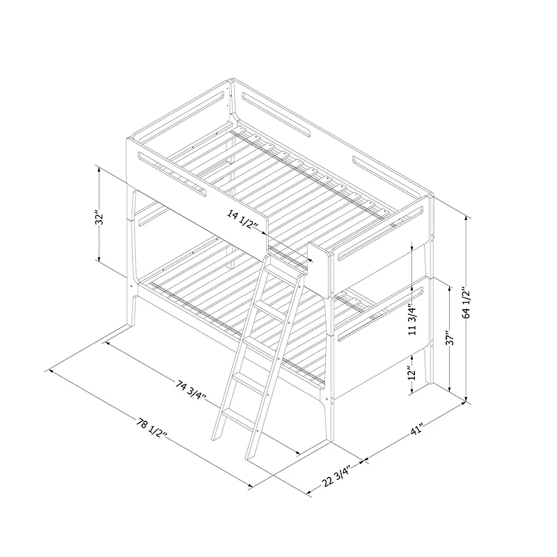 Lit jumeau superposé Bebble en bois naturel et gris par South Shore Furniture