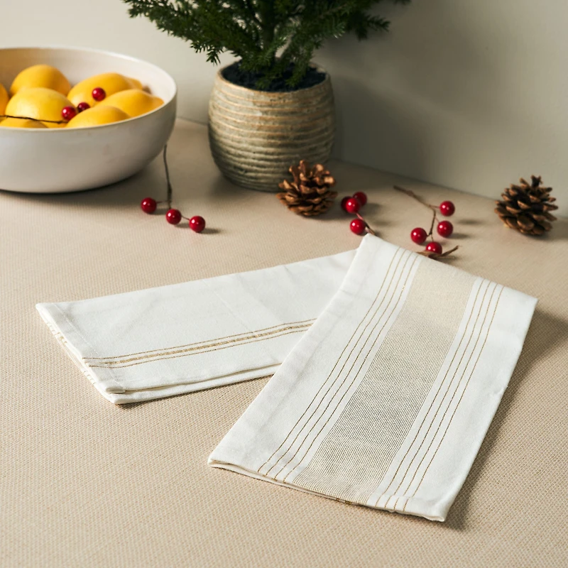 Snow White Vertical Stripe Kitchen Towel