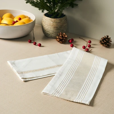 Snow White Vertical Stripe Kitchen Towel