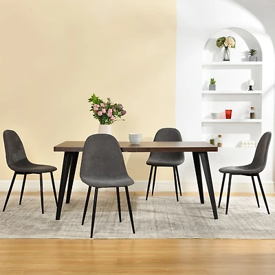 Maison Classique Modern 5-Piece Dining Set With Dark Brown Table and Chairs