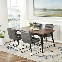 Dining Set with Grey Chairs, Set of 5