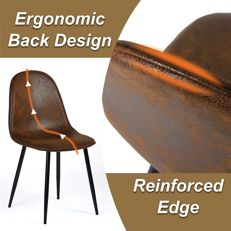 Maison Classique Modern 5-Piece Dining Set with Marble Table and  Brown Chairs