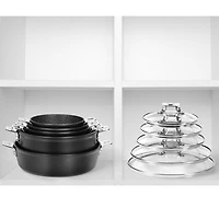 Batterie de cuisine en aluminium forgé Starfrit The Rock T-Lock, 12 pièces