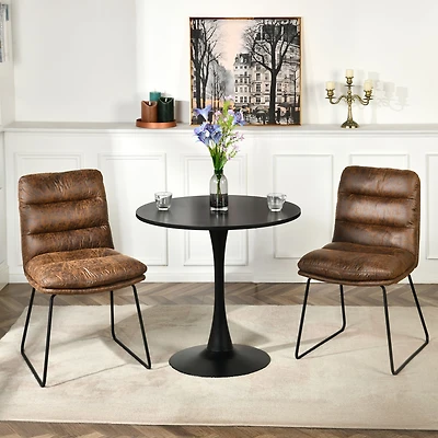 Industrial Vintage-Style Upholstered Dining Chairs, Set of 2 - Brown