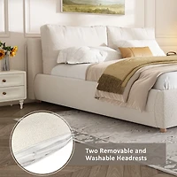 Modern Minimalist Loop-Pile Upholstered Bed Frame – King, Beige