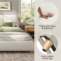 Modern Linen Upholstered King Bed with Soft Headboard – Beige