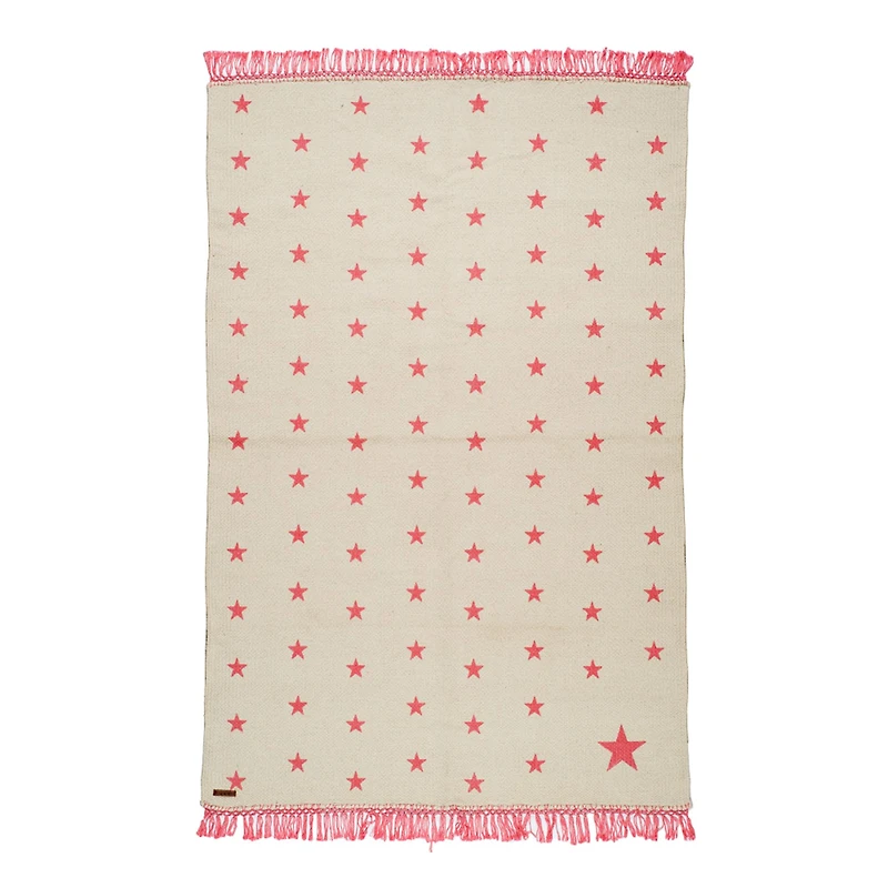 Tapis « Pop Stars » 100% coton - Blanc/Rose
