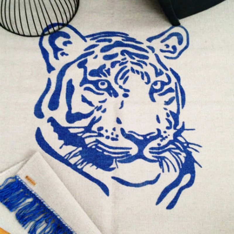 100% Cotton Pop Tiger Rug - Grey/Blue