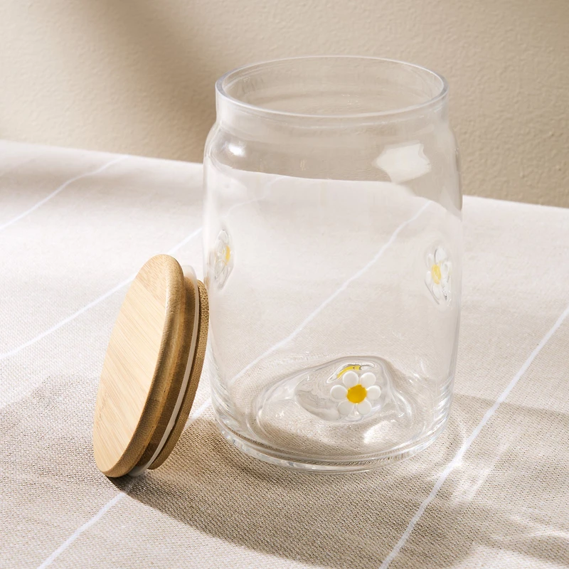 Daisy Jar with Wood Cover - 1000ml