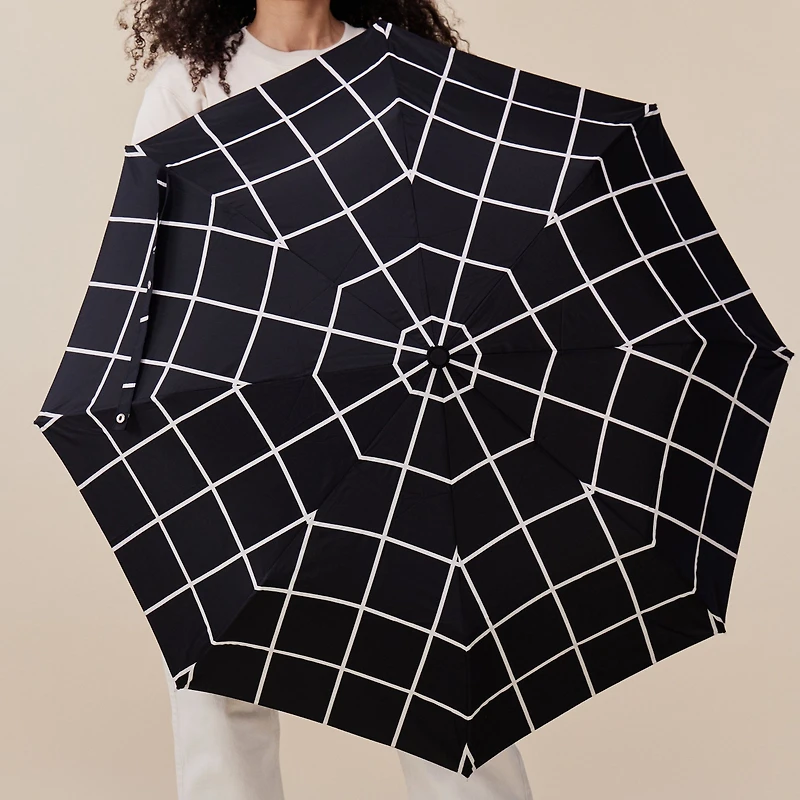 Duck Head Black Grid Compact Umbrella