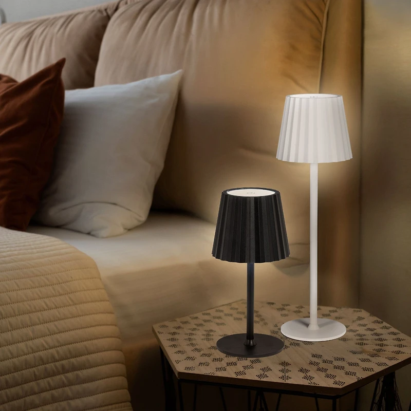 Fluted Shade LED Table Lamp - White
