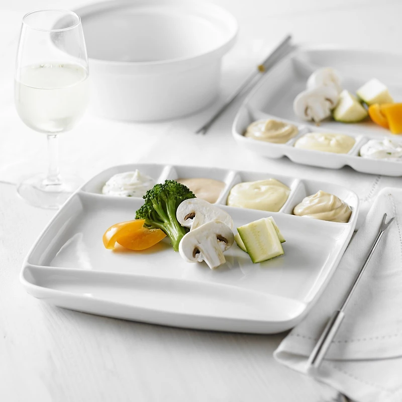 Trudeau assiettes à fondue carrées - blanc, ensemble de 4