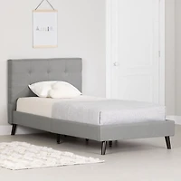 Dylane Twin Upholstered Platform Bed and Headboard by South Shore Furniture - Soft Grey