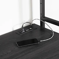 South Shore Furniture Kozack Floating Wall-Mounted Desk with Metal Legs - Gray Oak and Black