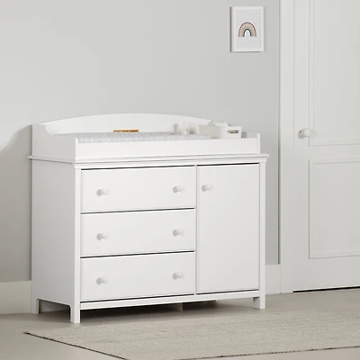 Cotton Candy Changing Table with Removable Changing Station - White