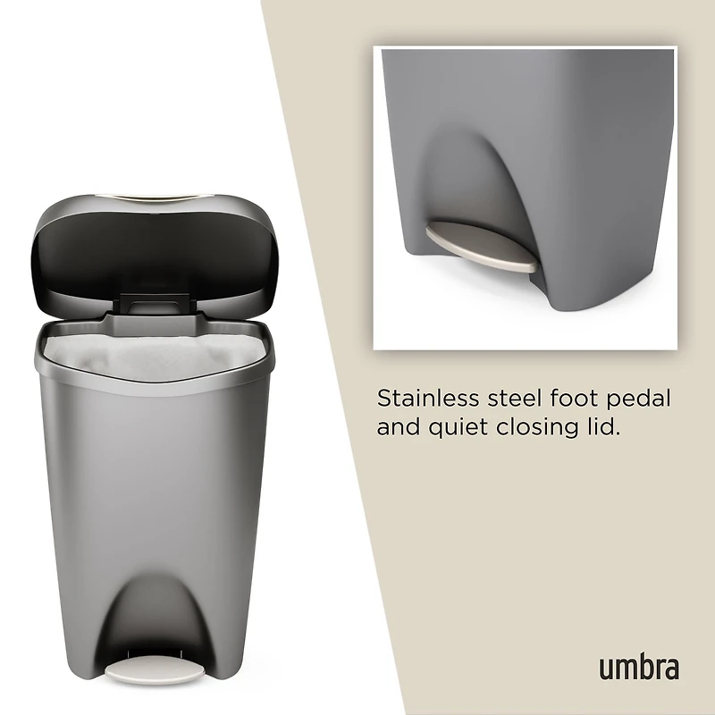 Umbra Brim Step Bin With Lid, 50L - Nickel