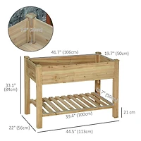Elevated Wooden Planter Box with Legs and Storage Shelf