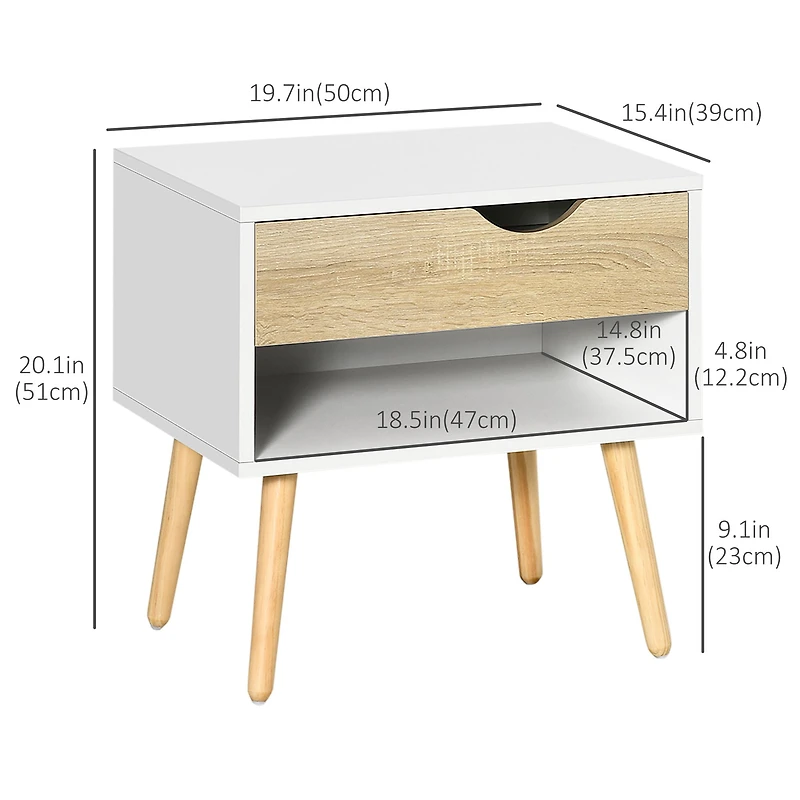 Nightstand with Drawer and Shelf