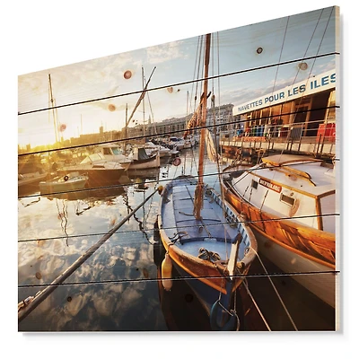 Yachts at Sea Port of Marseille Wood Wall Art