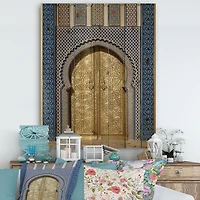Morroco Palace Golden Doors Wood Wall Art