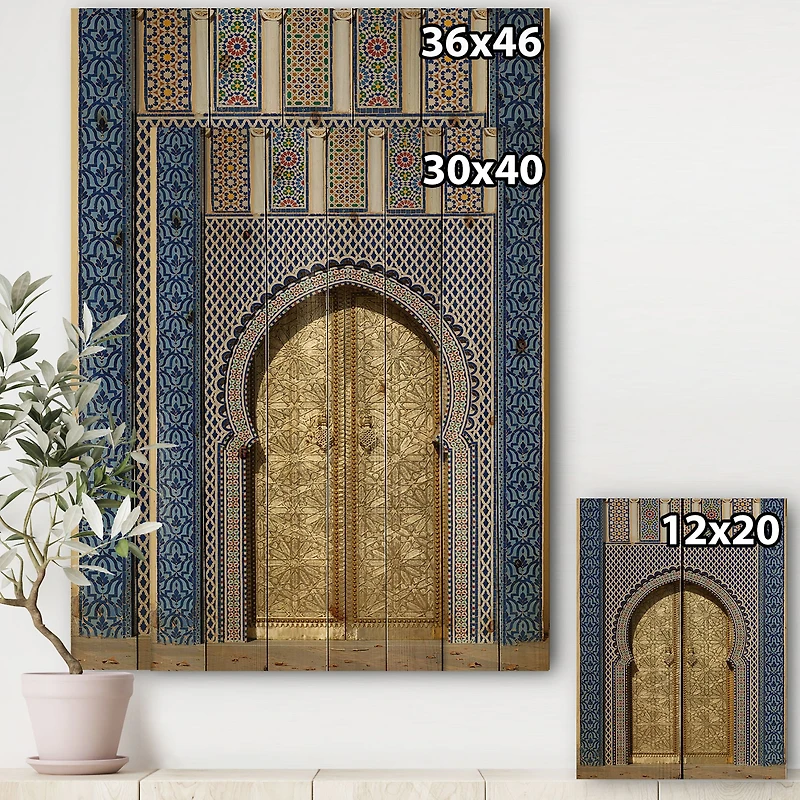 Morroco Palace Golden Doors Wood Wall Art