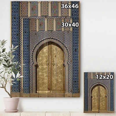 Morroco Palace Golden Doors Wood Wall Art