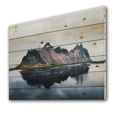 MountaIn Cliffs Reflected on Lake Wood Wall Art
