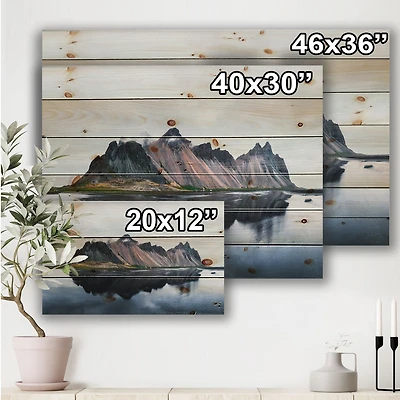 MountaIn Cliffs Reflected on Lake Wood Wall Art