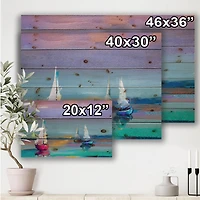 Seascape With Little Ships I Wood Wall Art