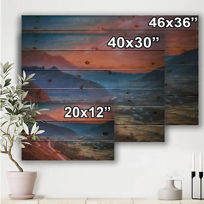 Road Through The ALamut Mountains During Evening Glow Wood Wall Art