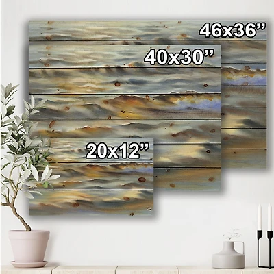 Sunlight Reflections Of Evening Time Waves Wood Wall Art