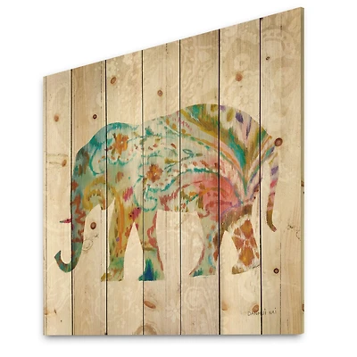 Boho Paisley Elephant Wood Wall Art