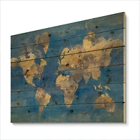 Golden Glam World Map Wood Wall Art