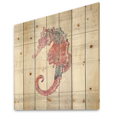 Pink seahorses Ocean Life Wood Wall Art