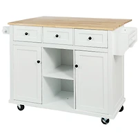 Kitchen Island Cart with Wheels - White