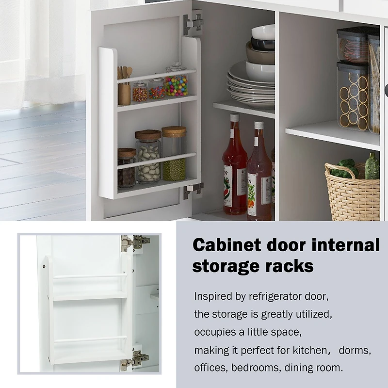 Kitchen Island Cart with Wheels - White