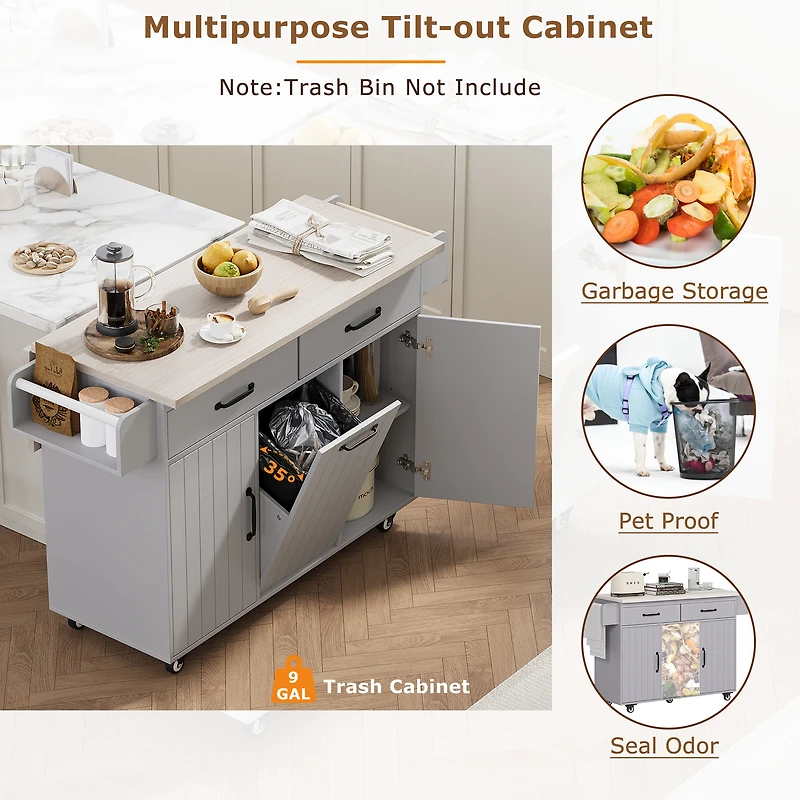 Kitchen Island with Drop Leaf Countertop