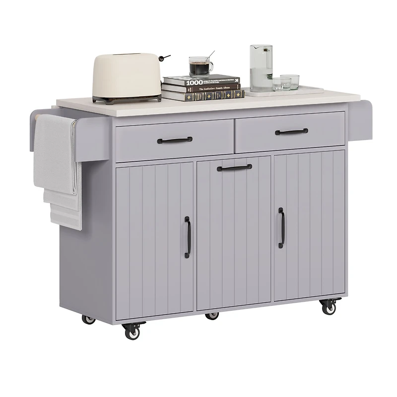 Kitchen Island with Drop Leaf Countertop