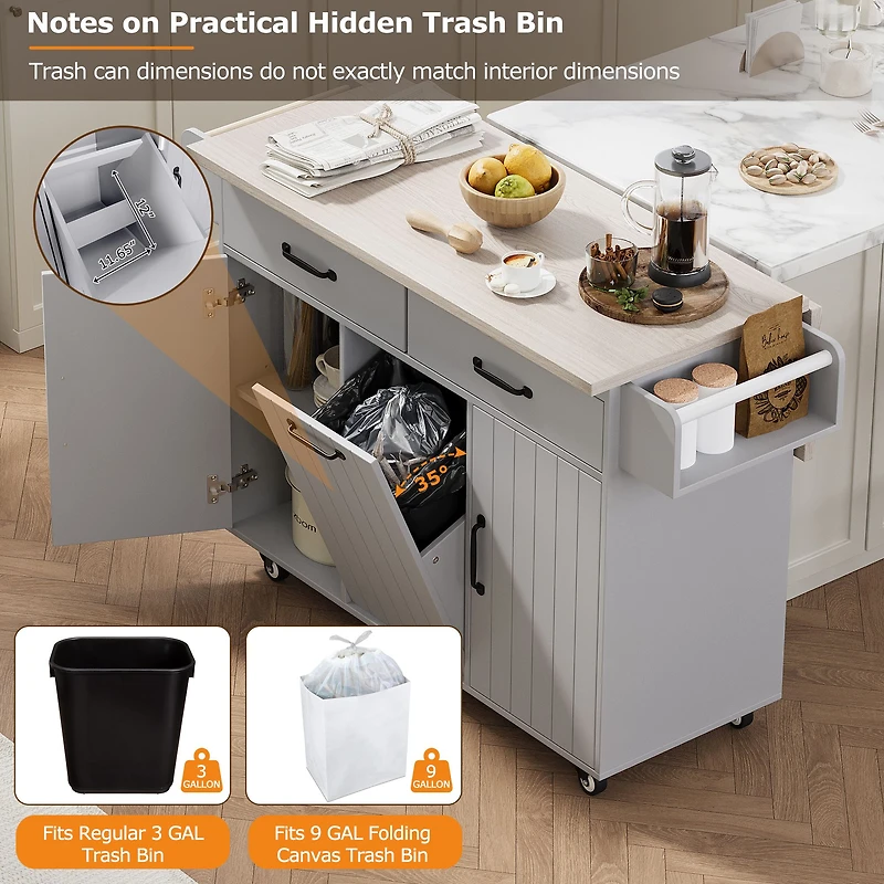 Kitchen Island with Drop Leaf Countertop
