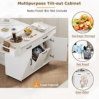 Îlot de cuisine avec comptoir rabattable – blanc
