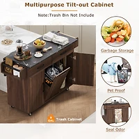 Kitchen Island with Drop Leaf Countertop - Walnut Brown
