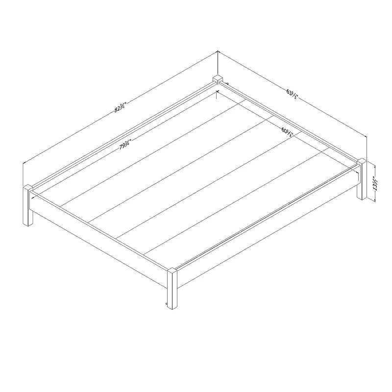 Tao Queen Platform Bed on Legs Grey Oak by South Shore Furniture